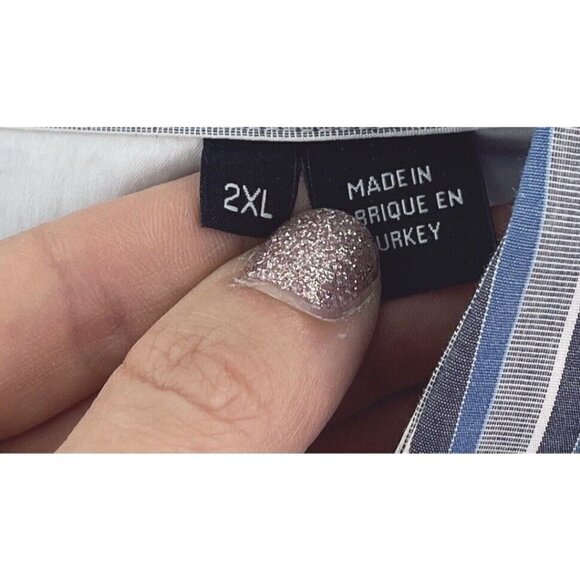 Hugo Boss Men’s Sz XXL Blue Vertical Striped Button Up Front Shirt 2XL Ronny - Picture 7 of 10